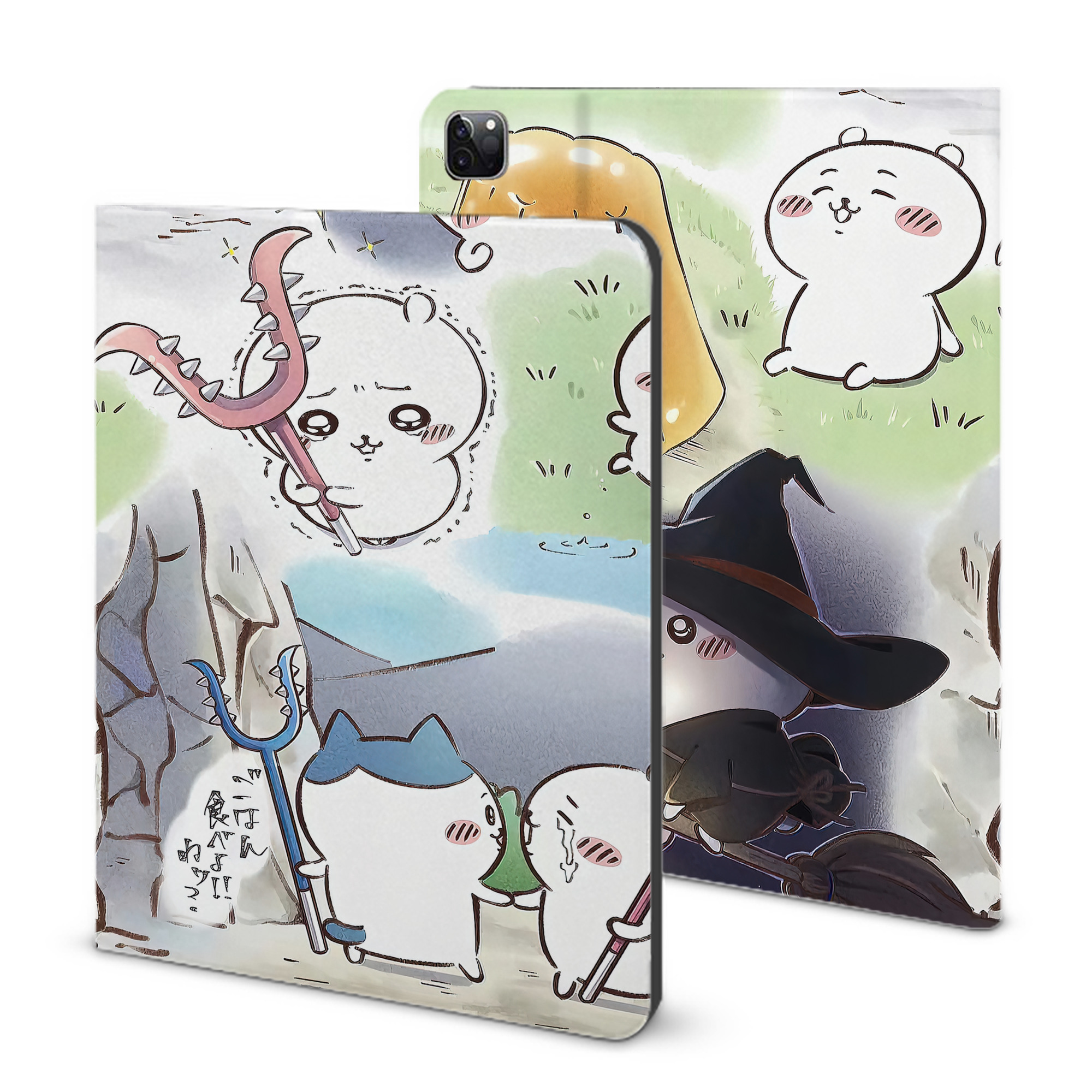 （画像用） ちいかわ Chii-kawa IPad ケース ブック型 PUレザー TPU 耐衝撃 軽量 薄型 ペン収納なし 全面保護 IPad 各モデル対応